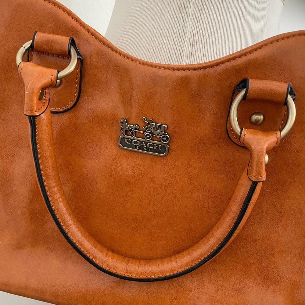 Coach Brown Leather Town Tote Satchel Bag - Picture 3 of 12